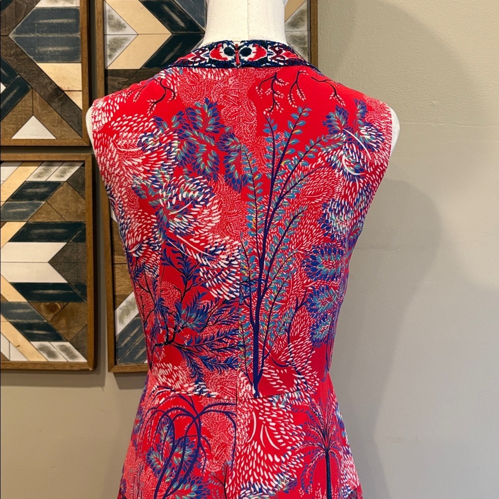 SALONI Silk Crepe Printed V-Neck Sleeveless Mini Dress size 4 - Picture 7 of 15